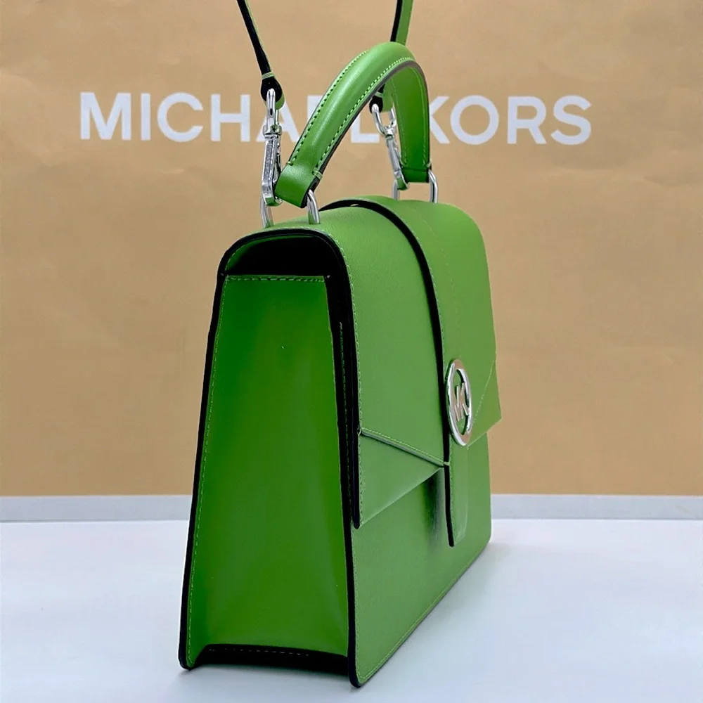 Michael Kors Greenwich Medium Saffiano Leather Satchel Crossbody Shoulder Bag - Picture 5 of 16